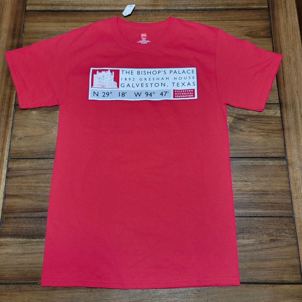 The Bishop's Palace Galveston Texas SS Red Unisex Tee (Hanes) - Size Small* NWT